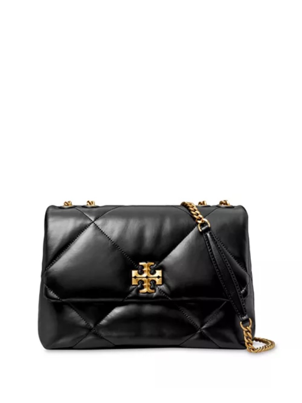 Tory Burch Black Kira Quilted Shoulder Bag with Gold Hardware